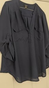 Torrid Size 1 Harper style navy sheer blouse EUC/sfpf home